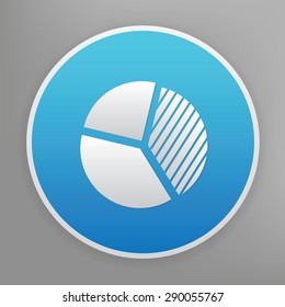 Chart symbol on blue icon background,clean vector
