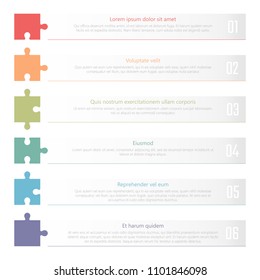 chart table design, ranked numbered list vector template with colorful puzzles