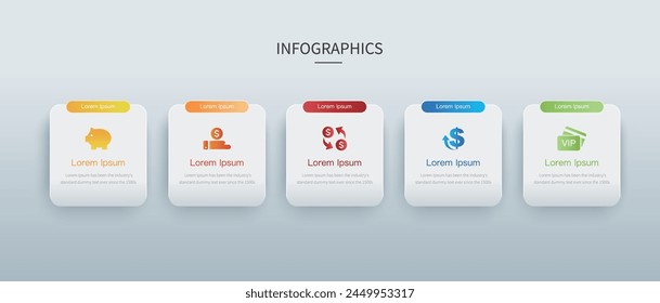 Chart template with icons and 5 options.business marketing concept infographic