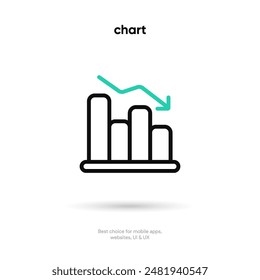 Chart thin line icon on the white background. Money, pay, payment,  cash operations, currency, exchange, savings, bank cards, currency, banking icons