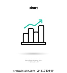 Chart thin line icon on the white background. Money, pay, payment,  cash operations, currency, exchange, savings, bank cards, currency, banking icons