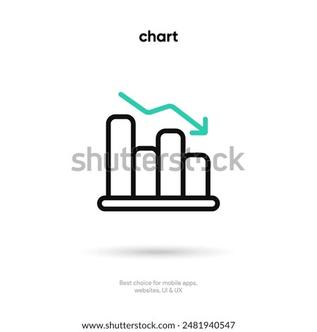 Chart thin line icon on the white background. Money, pay, payment,  cash operations, currency, exchange, savings, bank cards, currency, banking icons