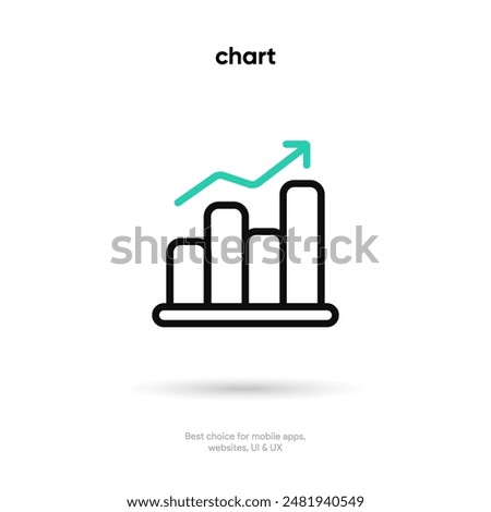 Chart thin line icon on the white background. Money, pay, payment,  cash operations, currency, exchange, savings, bank cards, currency, banking icons
