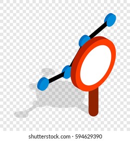 Chart through a magnifying glass isometric icon 3d on a transparent background vector illustration