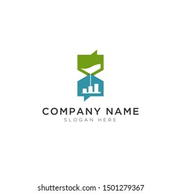 Chart , time and chat abstract Logo Template Design Vector, Emblem, Design Concept, Creative Symbol, Icon