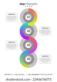 plantilla o elemento gráfico de la línea de tiempo con 4 proyecto, proceso, paso, opción, barra de color, flecha, mínimo, estilo moderno para la diapositiva de venta, planificador, flujo de trabajo, hoja de ruta, web
