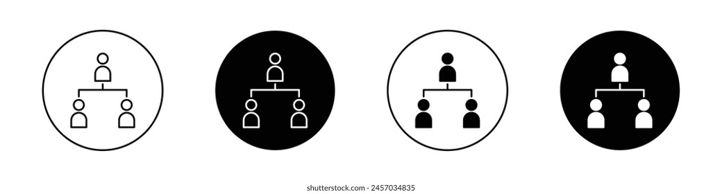 Chart tree icon set. company team organization structure tree vector symbol. algorithm sign. flowchart symbol in black filled and outlined style.