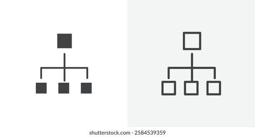 Chart tree icons vectors illustrations in black fill and liner versions