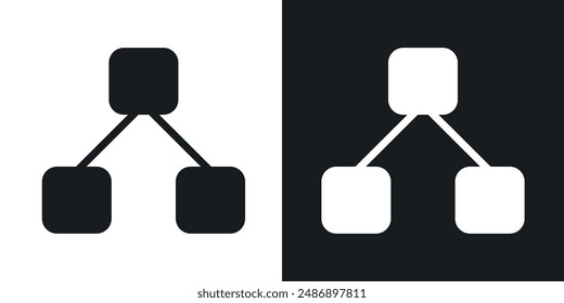 Chart tree vector icon set in solid black and white color