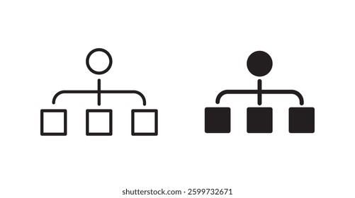 Chart tree vector icon set in black color.