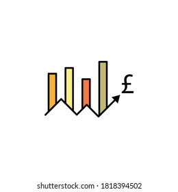 chart, up, arrow, pound icon. Element of finance illustration. Signs and symbols icon can be used for web, logo, mobile app, UI, UX