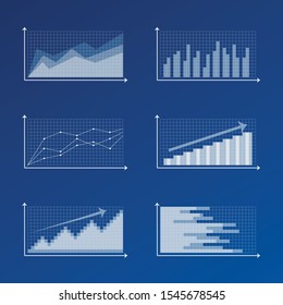 Chart With Uptrend Line Graph And Bar Chart On Blue Color Background,Abstract Financial Chart