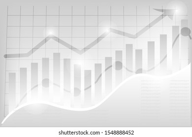 Chart with uptrend line graph and bar chart on white color background,Abstract financial chart