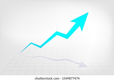 Chart with uptrend line graph and bar chart on white color background,Abstract financial chart