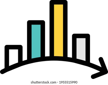 icono de línea de color del vector de gráfico