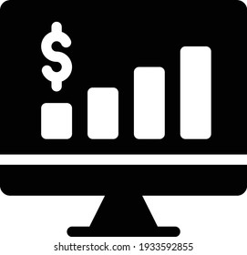 icono plano de glifo vectorial de gráfico