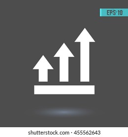 Chart vector icon.  Graphic symbol for web design, logo. White glyph on a gray background. Isolated sign.