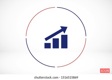 Chart up vector icon Infographic. Chart icon. Growing graph simbol. Chart bar symbol for your web site design, logo, app.
