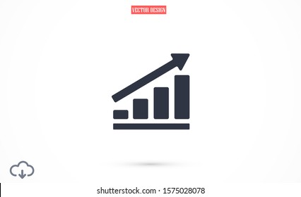 Chart Up Vector Icon Infographic. Chart Icon. Growing Graph Simbol. Chart Bar Symbol For Your Web Site Design, Logo, App.