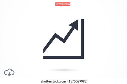 Chart up vector icon Infographic. Chart icon. Growing graph simbol. Chart bar symbol for your web site design, logo, app.