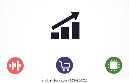 Chart up vector icon Infographic. Chart icon. Growing graph symbol. Chart bar symbol for your web site design, logo, app.