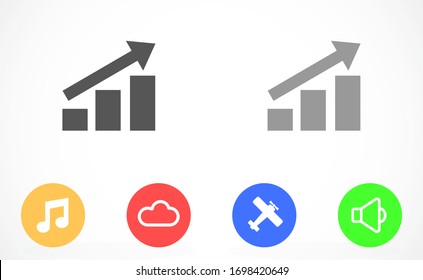 Icono de vector de gráfico Infográfico. Icono de gráfico. Gráfico en crecimiento simbol. Símbolo de barra de gráfico para el diseño del sitio web, logotipo, aplicación.