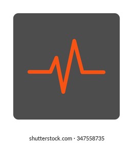 Chart vector icon. Style is flat rounded square silver button with red symbol, white background.