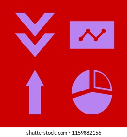 chart vector icons set. with down arrow, pie chart, up arrow and statistics in set