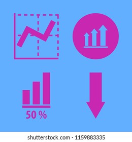 chart vector icons set. with down arrow, growing graph, graph and diagram in set