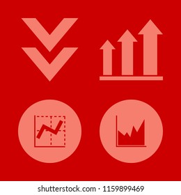 chart vector icons set. with growing graph, down arrow and graph in set
