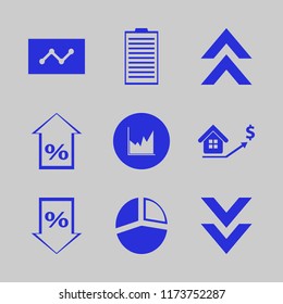 chart vector icons set. with percent up, pie chart, graph and percent down in set