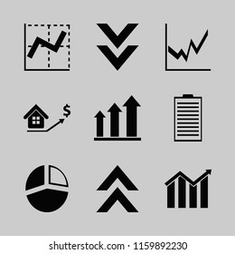 chart vector icons set. with pie chart, down arrow, graph and medical report in set