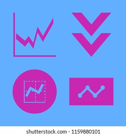 chart vector icons set. with statistics, graph and down arrow in set