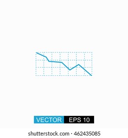 Chart vector. Isolated blue icon on white background.