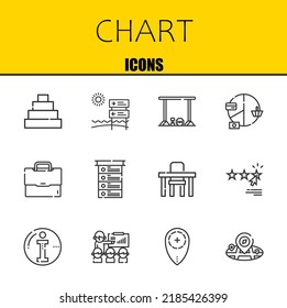 chart vector line icons set. pyramid, signal and bar Icons. Thin line design. Modern outline graphic elements, simple stroke symbols stock illustration