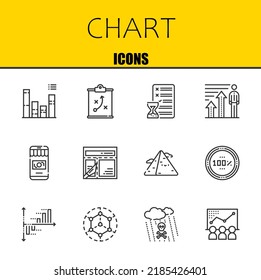 chart vector line icons set. bar chart, strategy and planning Icons. Thin line design. Modern outline graphic elements, simple stroke symbols stock illustration