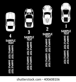 Chart of white racing car as a template to your theory in vector style