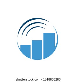 chart and wifi symbol for business application logo design vector graphic concept