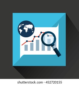 chart in a world map icon, vector illustration