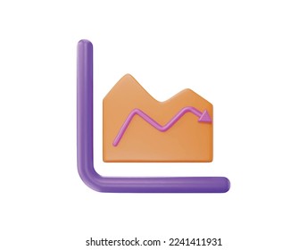 Chart-area with 3d vector icon cartoon minimal style