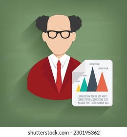 Chart,Businessman on blackboard background,vector