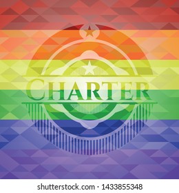 Charter emblem on mosaic background with the colors of the LGBT flag