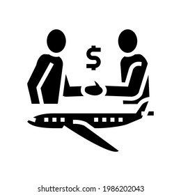 charter flight glyph icon vector. charter flight sign. isolated contour symbol black illustration