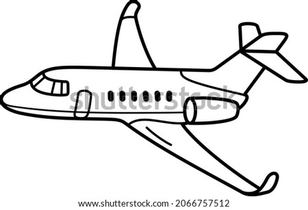 Charter flight. Vector outline illustration.