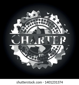 Charter grey camouflaged emblem. Vector Illustration.