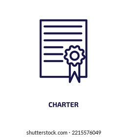 charter icon from delivery and logistic collection. Thin linear charter, plane, aviation outline icon isolated on white background. Line vector charter sign, symbol for web and mobile