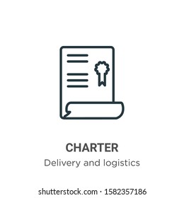 Charter outline vector icon. Thin line black charter icon, flat vector simple element illustration from editable delivery and logistics concept isolated on white background