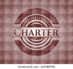 Unkompliziertes, nahtloses Emblem mit geometrischem Musterhintergrund. 