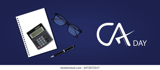 Chartered Accountants Day Calculator Stift Notebook Brille Vektorgrafik Poster