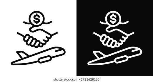 Ícone De Voo Chartered Branco E Preto Estilo De Fundo